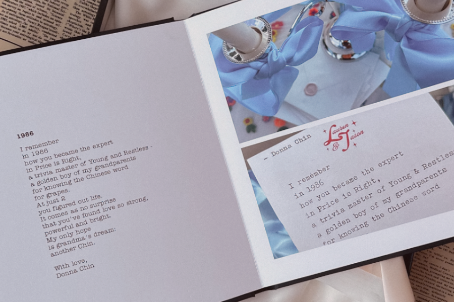 Custom poetry album with personalized poems for wedding or special event