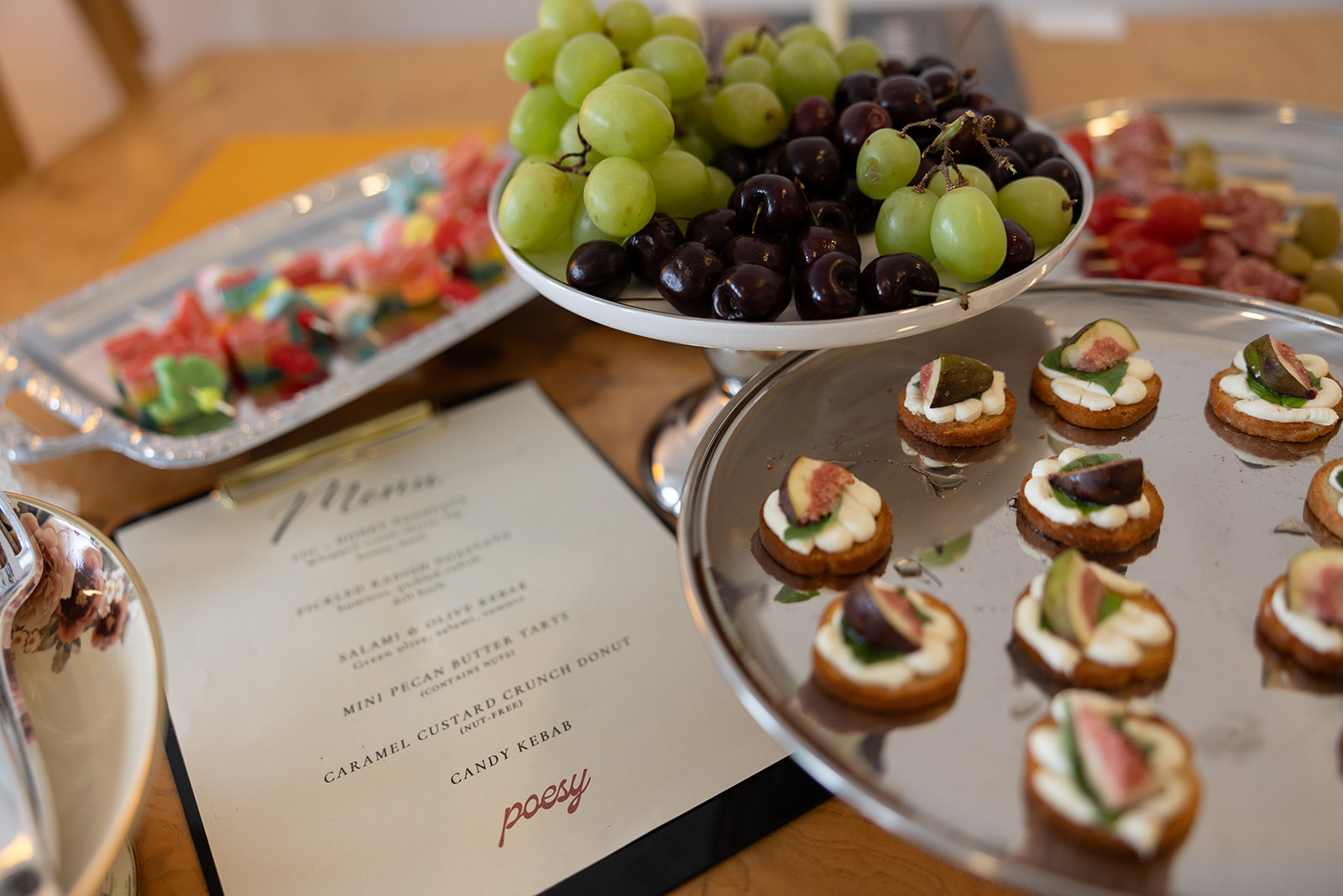 Fruit, pastries, and refreshments displayed at a creative writing workshop.